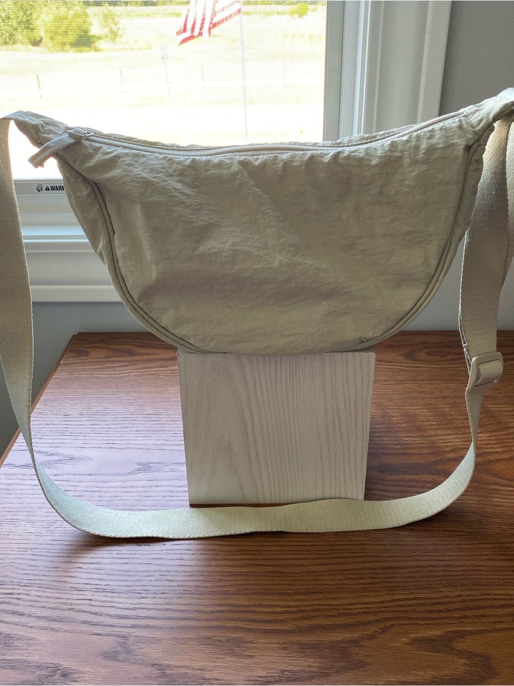 Uniqlo Small Beige Crossbody Bag with Adjustable Strap